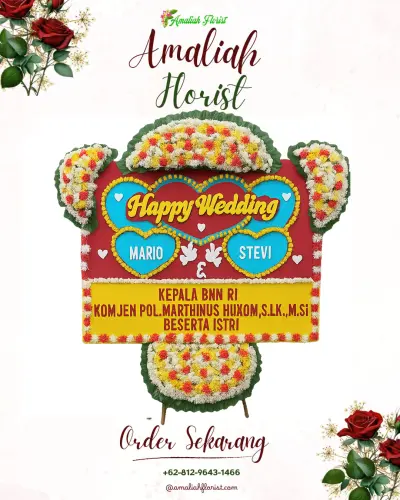 Karangan Papan Bunga Pernikahan di Penggilingan